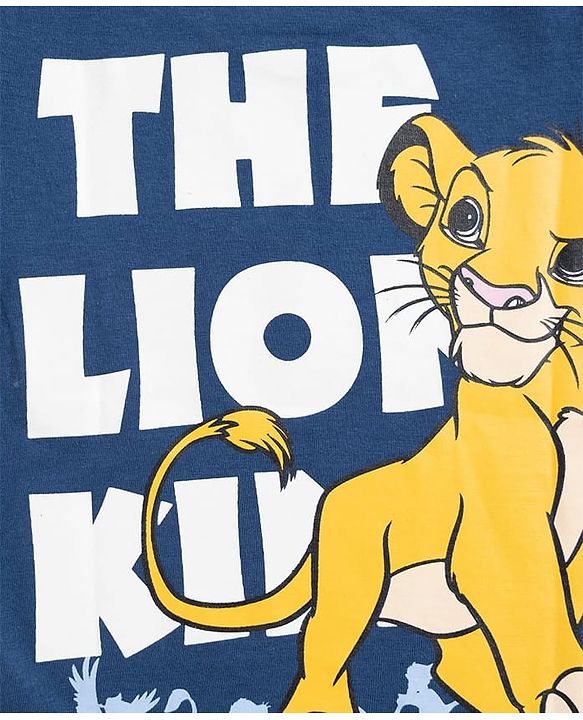 Babyhug Disney Single Jersey Knit Half Sleeves T-Shirt with Front & Back Lion King Graphics -  Blue
