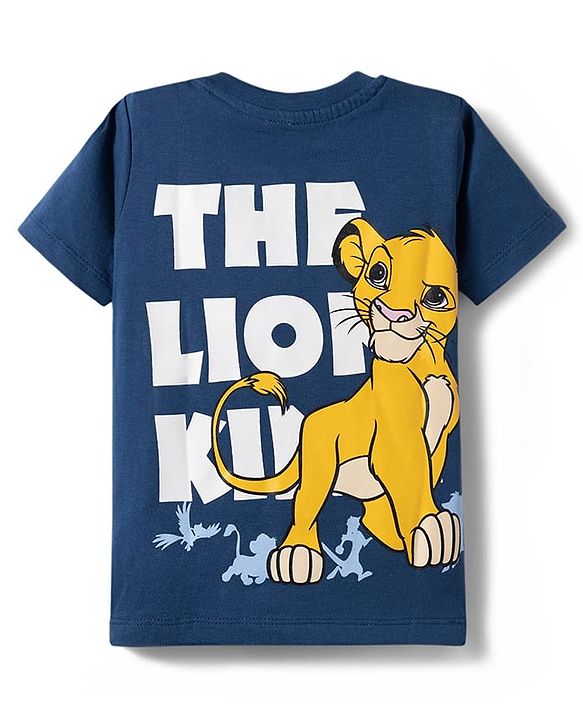 Babyhug Disney Single Jersey Knit Half Sleeves T-Shirt with Front & Back Lion King Graphics -  Blue