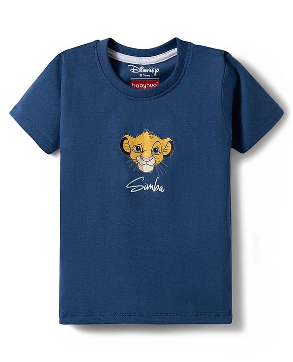 Babyhug Disney Single Jersey Knit Half Sleeves T-Shirt with Front & Back Lion King Graphics -  Blue