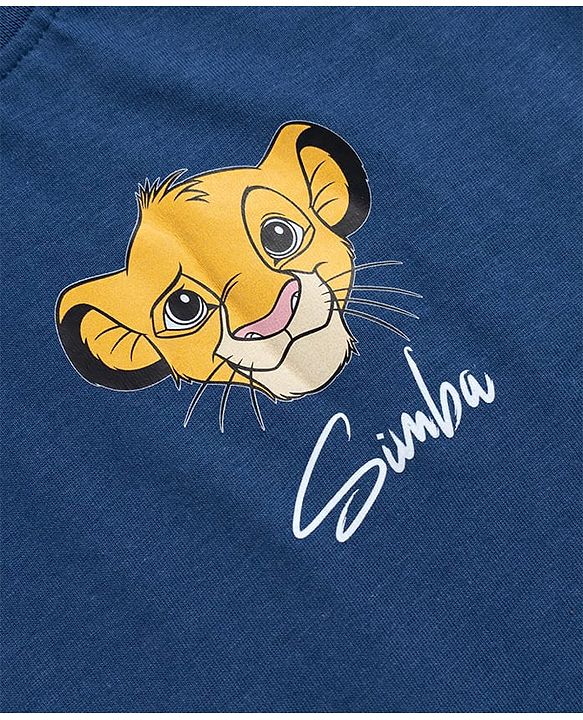 Babyhug Disney Single Jersey Knit Half Sleeves T-Shirt with Front & Back Lion King Graphics -  Blue