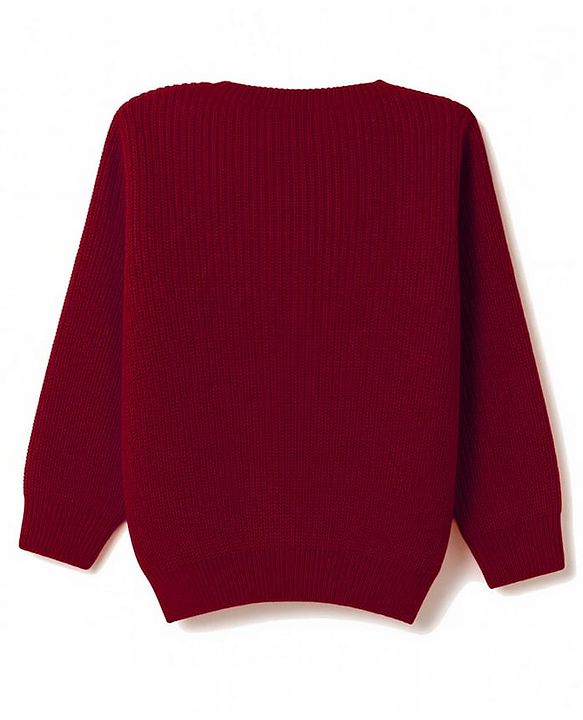 Babyhug Knit Full Sleeves Solid Colour Front Open Sweater - Maroon
