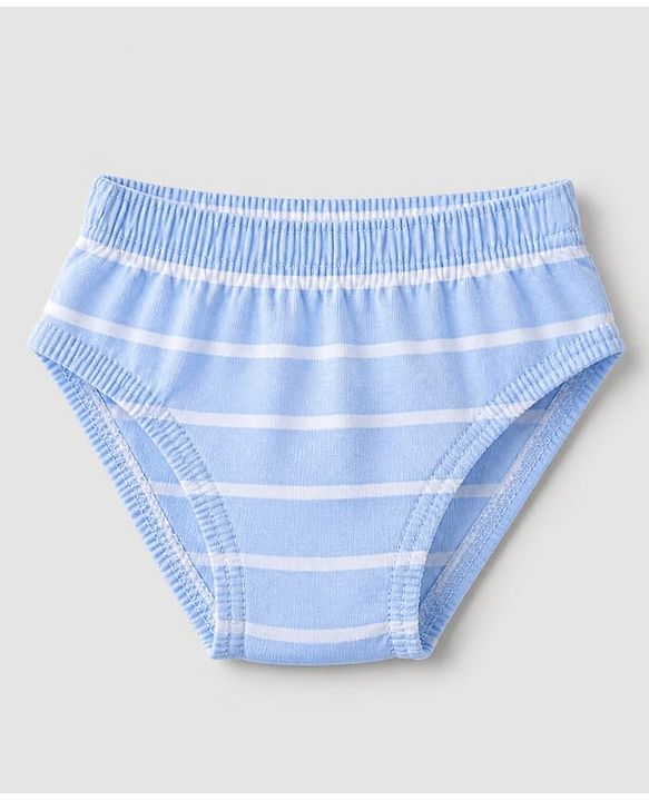 Babyhug 100% Cotton Single Jersey Knit Briefs with Elephant & Striped Giraffe Print Pack of 3 in Brown Cream & Blue