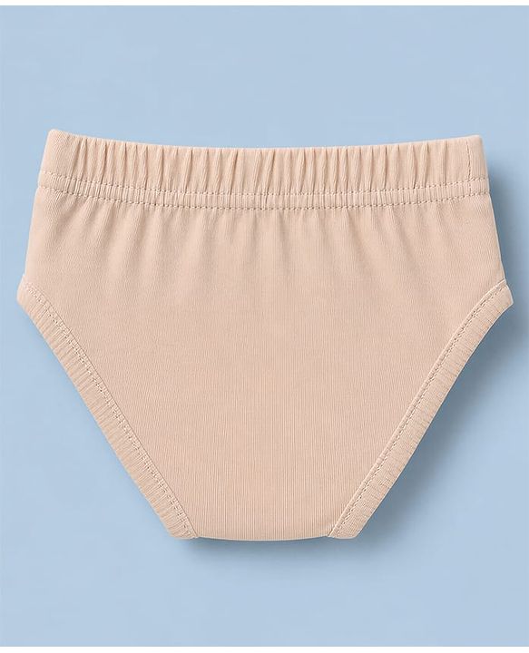 Babyhug 100% Cotton Single Jersey Knit Antibacterial Striped Briefs With Car Print Pack of 3 - Light Brown & White