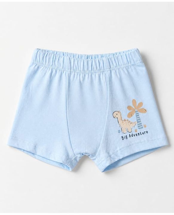 Babyhug 100% Cotton Single Jersey Knit Briefs with Striped & Dino Print Pack of 3 in Navy Blue & Cream