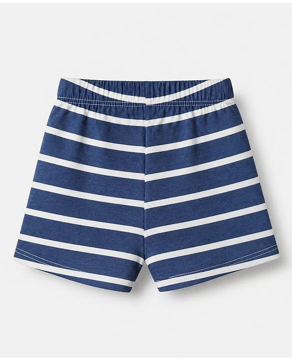Babyhug 100% Cotton Single Jersey Knit Briefs with Striped & Dino Print Pack of 3 in Navy Blue & Cream