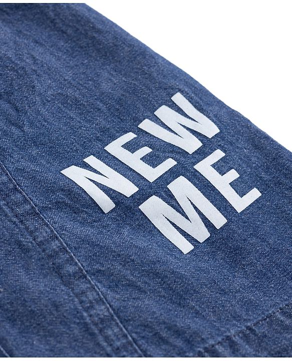 Pine Kids Cotton Woven Half Sleeves Shirt Dress with New Me Print - Navy Blue