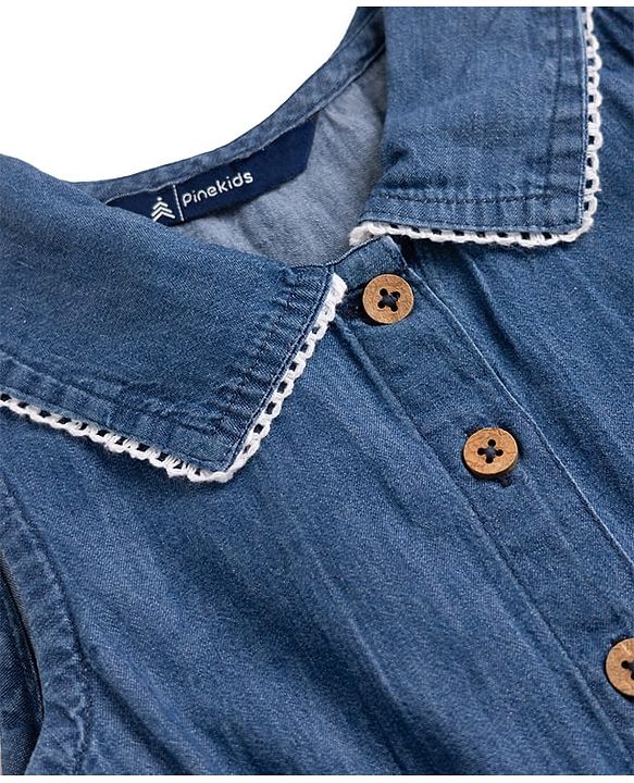 Pine Kids Cotton Woven Sleeveless Solid Color Frock - Navy Blue