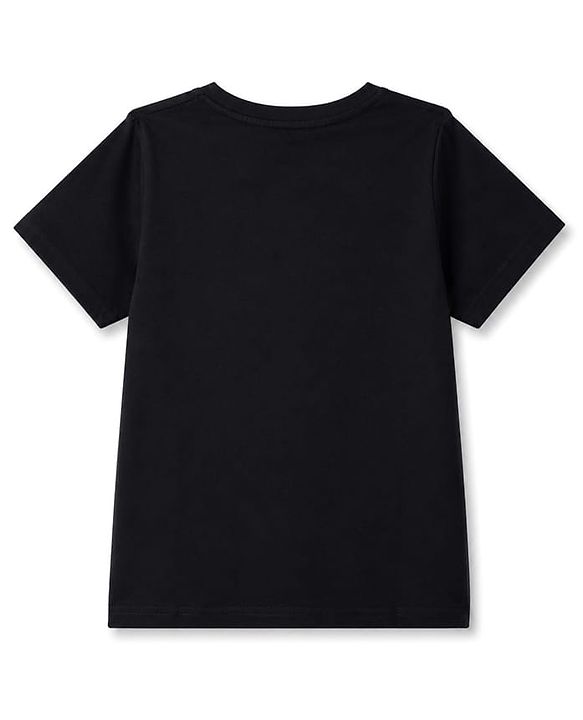 Pine Kids Cotton Knit Half Sleeves T-Shirt with Bear & Text Print - Black