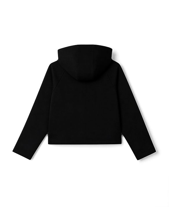 Pine Kids Cotton Looper Knit Full Sleeves Text Printed Hooded Top & Pant Set - Black