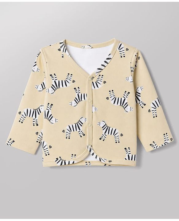 Babyhug 100% Cotton Interlock Knit Full Sleeves Striped & Zebra Printed Jhablas Pack of 3 - White & Orange