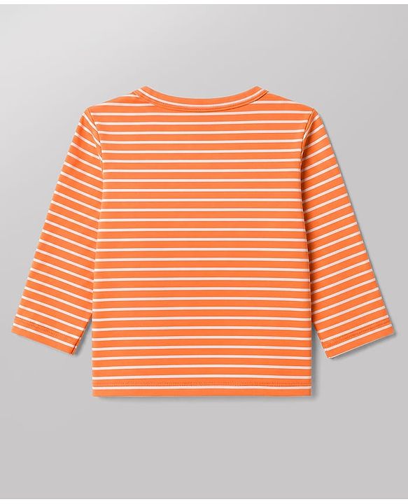 Babyhug 100% Cotton Interlock Knit Full Sleeves Striped & Zebra Printed Jhablas Pack of 3 - White & Orange