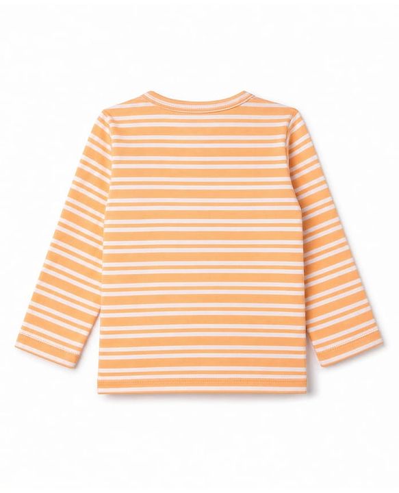 Babyhug 100% Cotton Knit Full Sleeves Striped Front Open Jhablas With Boat Print Pack of 3 - Light Blue, Orange & Peach