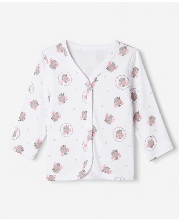 Babyhug 100% Cotton Knit Full Sleeves Floral Printed Jhablas Pack of 3 - Pink & White