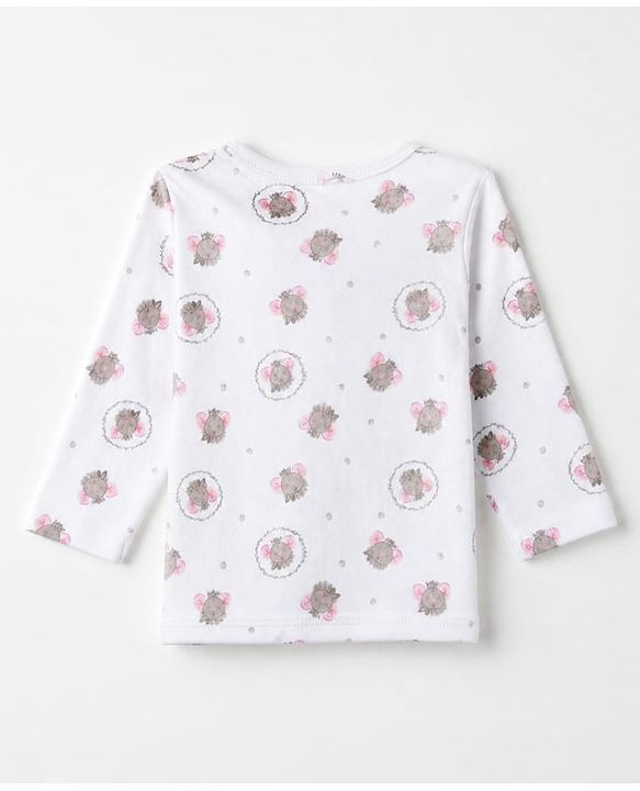 Babyhug 100% Cotton Knit Full Sleeves Floral Printed Jhablas Pack of 3 - Pink & White