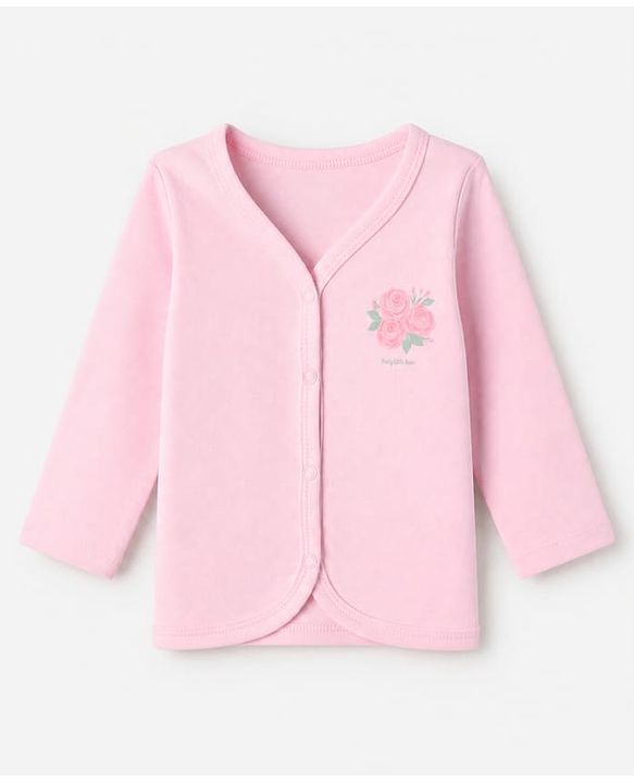 Babyhug 100% Cotton Knit Full Sleeves Floral Printed Jhablas Pack of 3 - Pink & White