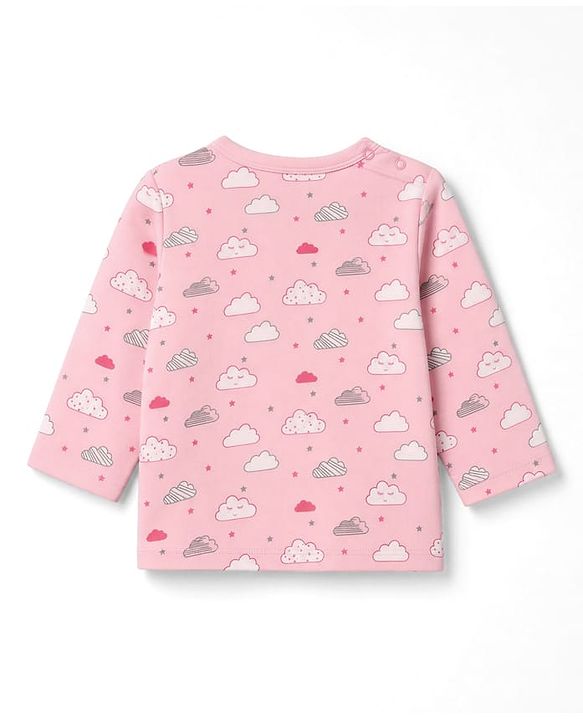 Babyhug 100% Cotton Interlock Knit Full Sleeves Front Open Jhablas With Polka Dot, Cloud & Floral Print Pack of 3 - Pink, Light Pink & White