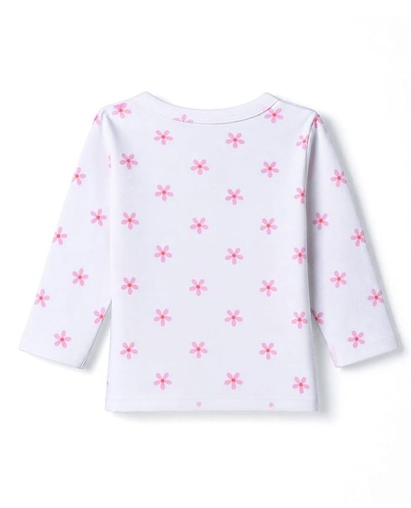 Babyhug 100% Cotton Interlock Knit Full Sleeves Front Open Jhablas With Polka Dot, Cloud & Floral Print Pack of 3 - Pink, Light Pink & White