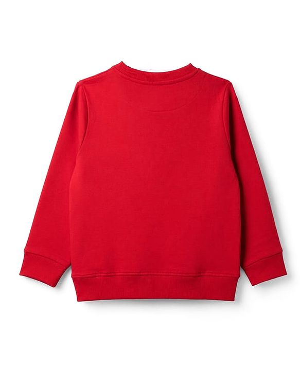 Pine Kids 100% Cotton Knit Full Sleeves Text Printed Winter Wear Set - Red