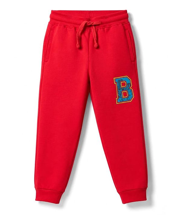 Pine Kids 100% Cotton Knit Full Sleeves Text Printed Winter Wear Set - Red