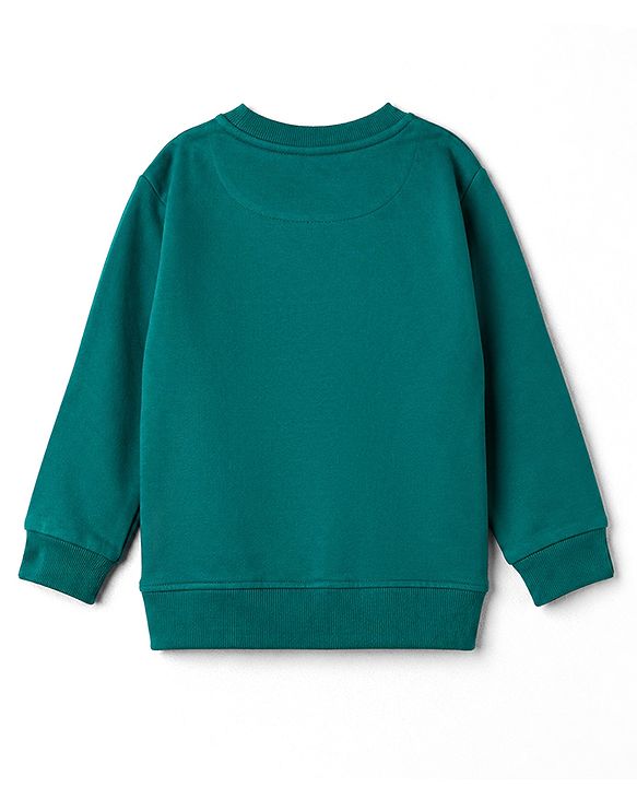 Pine Kids 100% Cotton Knit Full Sleeves Text Printed Winter Wear Set - Green