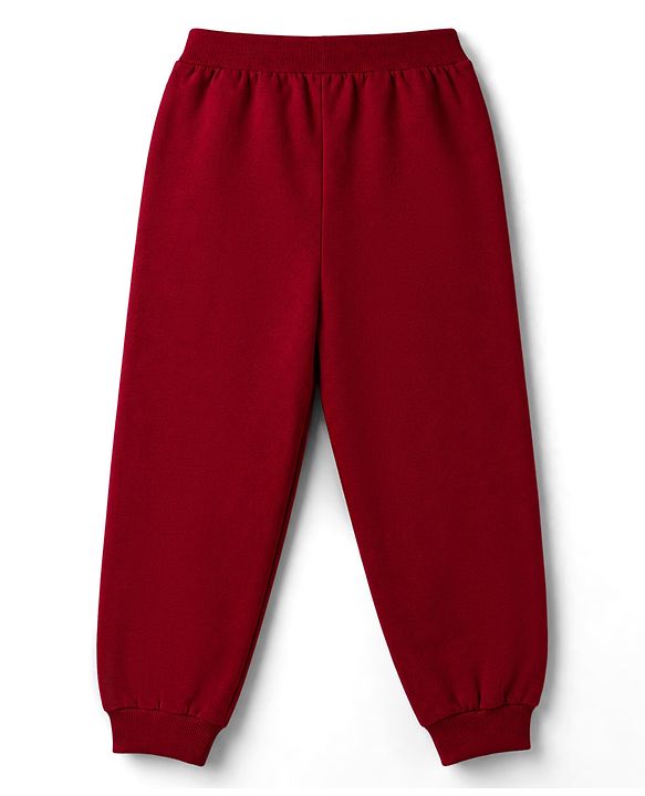 Pine Kids Looper Knit Full Sleeves Text Printed T-Shirt & Lounge Pant Set -  Maroon