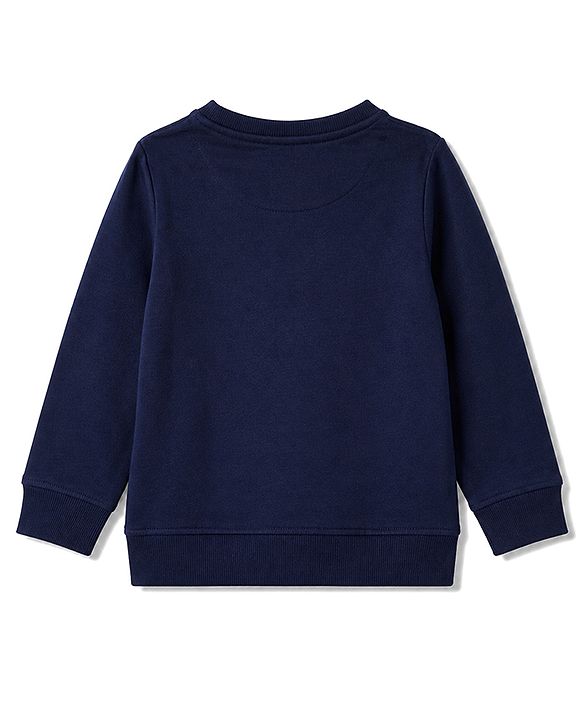 Pine Kids Looper Knit Full Sleeves Text Printed Winter Wear Suit - Navy Blue