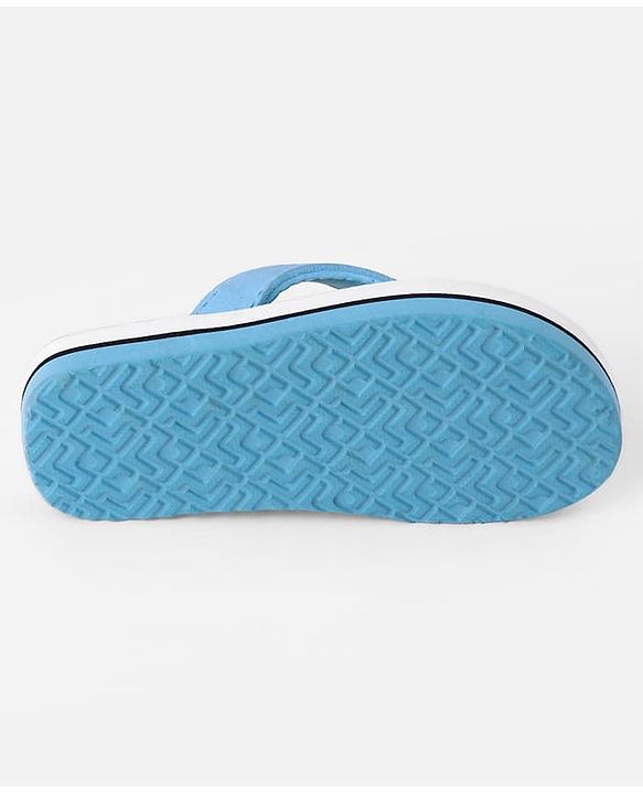 Pine Kids Slip On Striped Flip Flops With Text & Tropical Print - Blue