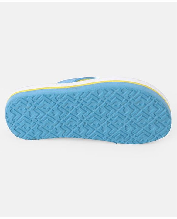 Pine Kids Slip On Striped Flip Flops With Text & Star Print - Blue