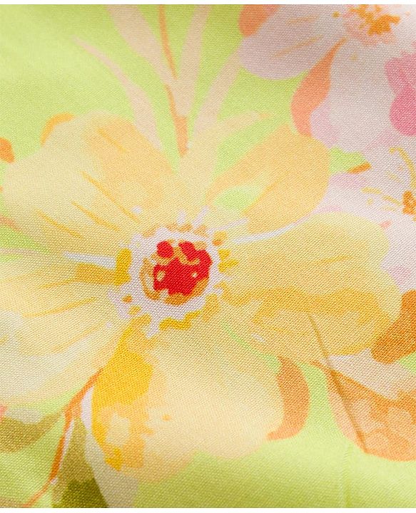 Pine Kids Cotton Woven Half Sleeves Floral Printed Top & Pant Set - Lemon Yellow