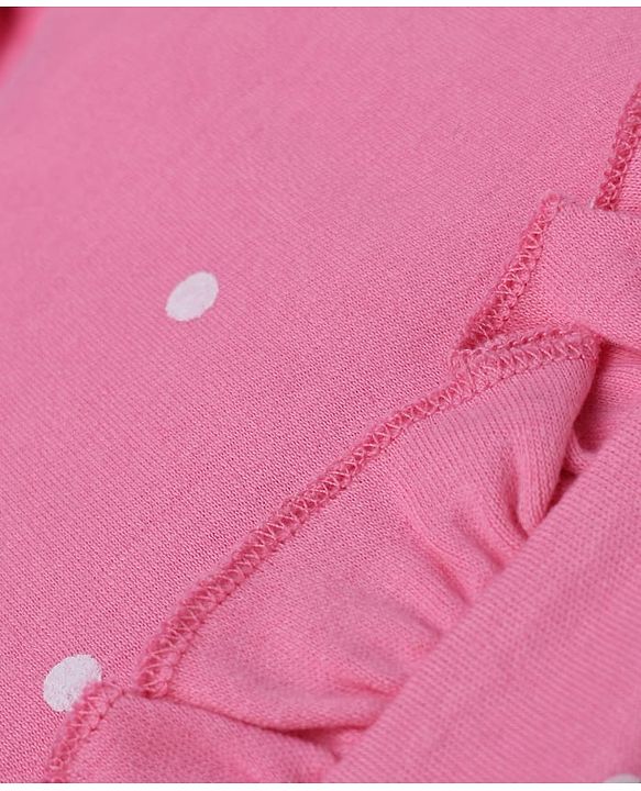 Babyhug 100% Cotton Interlock Knit Polka Dot Printed Cap Mittens & Booties Set Pink Diameter - 10 cm