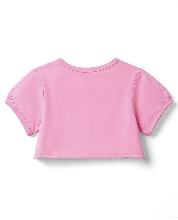 Babyhug Single Jersey Knit Floral Printed Frock with Half Sleeves Shrug & Bow - Pink