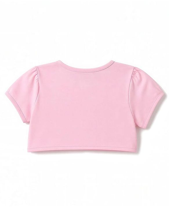 Babyhug Single Jersey Knit Frock and Shrug with Half Sleeves and Floral Print - Pink