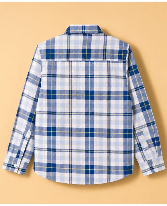 Pine Kids Cotton Woven Checks Twofer Shirt with Full Sleeves - Blue