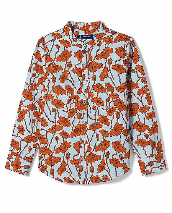 Pine Kids 100% Cotton Woven Full Sleeves Floral Printed Shirt - Multicolor