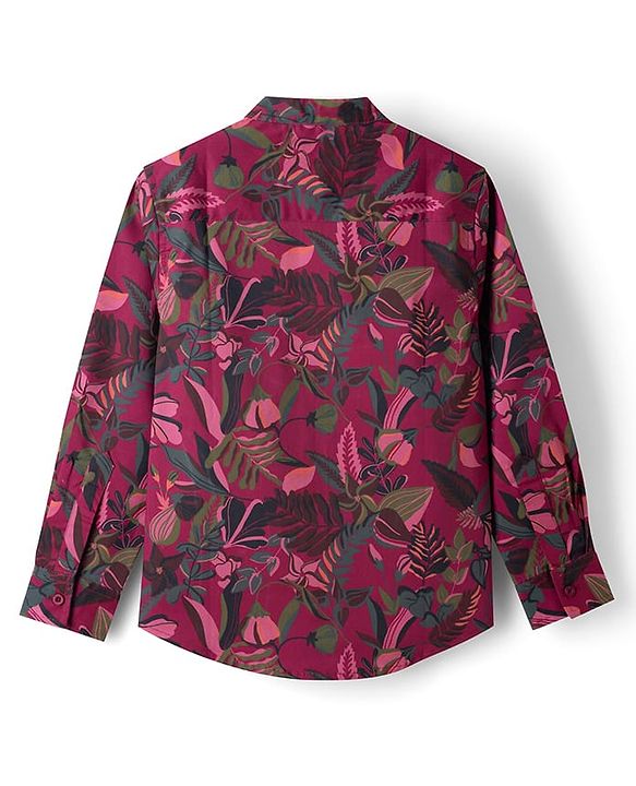 Pine Kids 100% Cotton Woven Full Sleeves Floral Printed Shirt - Multicolor
