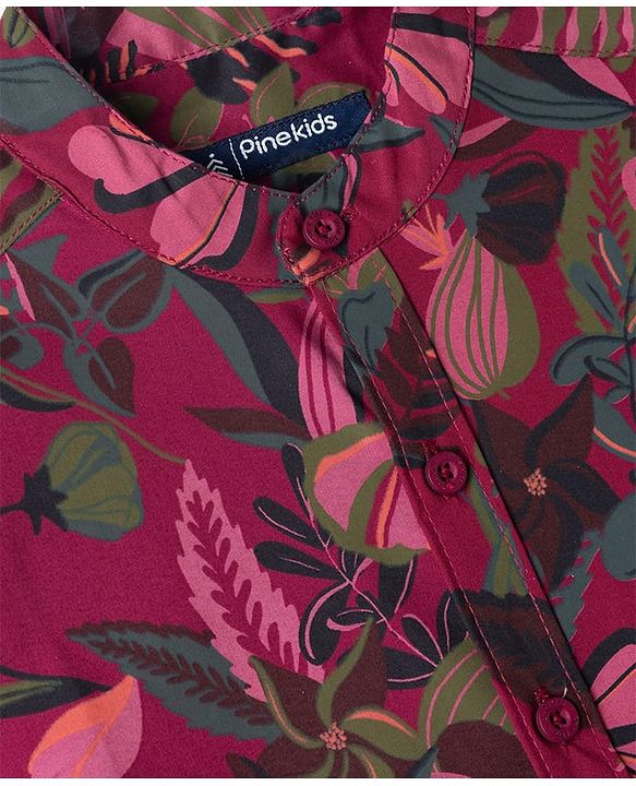 Pine Kids 100% Cotton Woven Full Sleeves Floral Printed Shirt - Multicolor