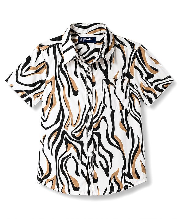 Pine Kids Cotton Woven Printed Shirts Half Sleeves Resort Collar Multi Color 4-5 Years