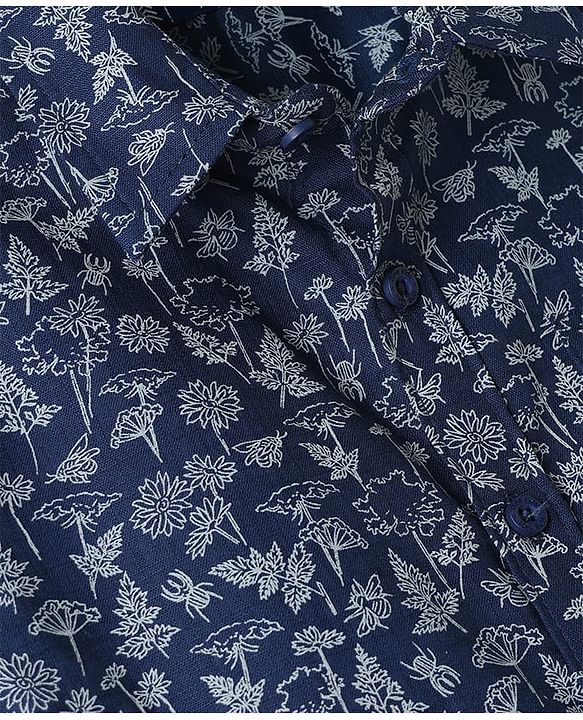 Pine Kids 100% Cotton Woven Half Sleeves Floral Printed Shirt - Multicolor
