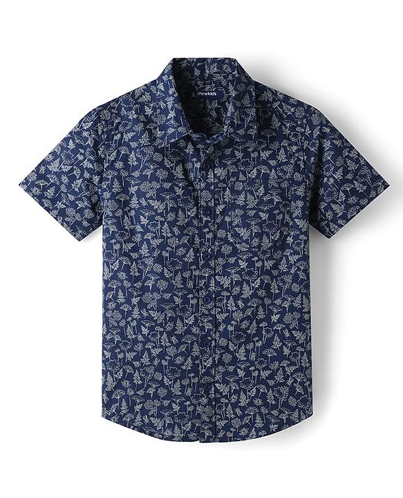 Pine Kids 100% Cotton Woven Half Sleeves Floral Printed Shirt - Multicolor