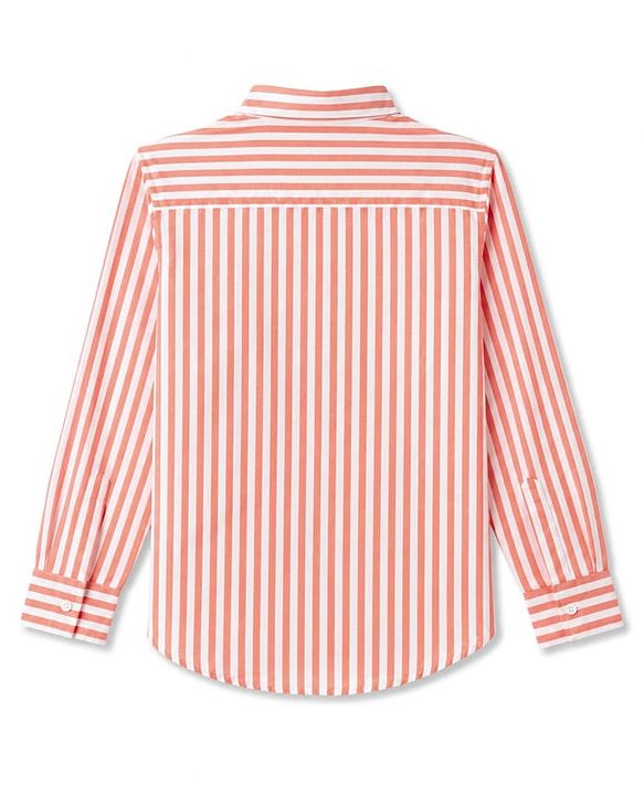 Pine Kids 100% Cotton Woven Full Sleeves Striped Shirt - Orange