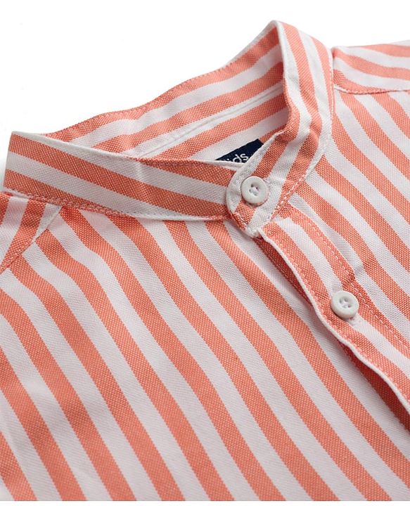 Pine Kids 100% Cotton Woven Full Sleeves Striped Shirt - Orange