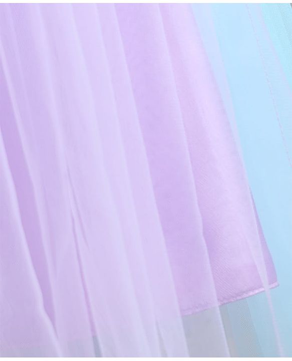 Pine Kids Cotton Woven Half Sleeves Floral Embroidered Party Dress With Bow Applique - Lilac