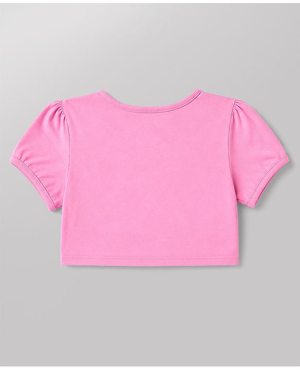 Babyhug Single Jersey Knit Half Sleeves Bow Printed Frock With Shrug - Pink