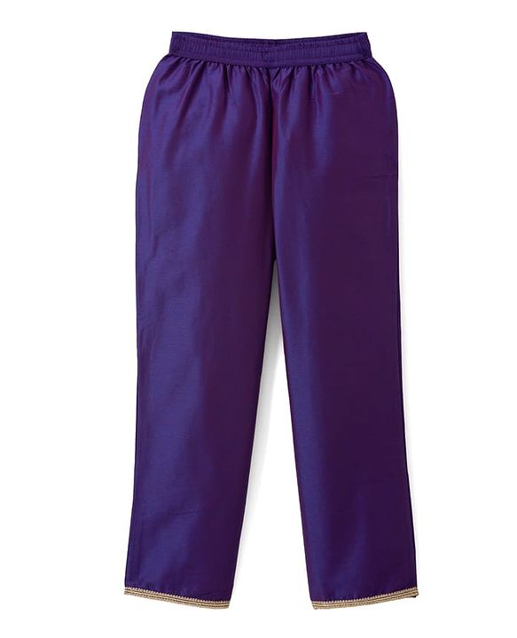 Pine Kids Woven Three Fourth Sleeves Embroidered Yoke Kurti Churidar Set with Dupatta - Violet