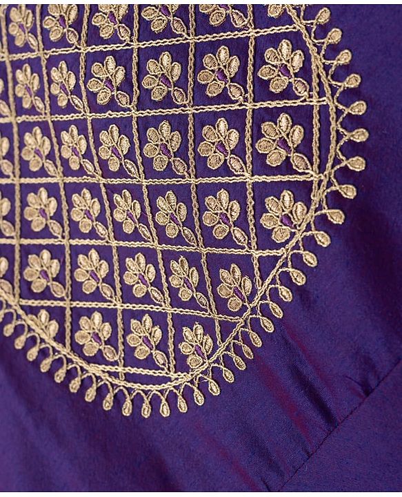 Pine Kids Woven Three Fourth Sleeves Embroidered Yoke Kurti Churidar Set with Dupatta - Violet
