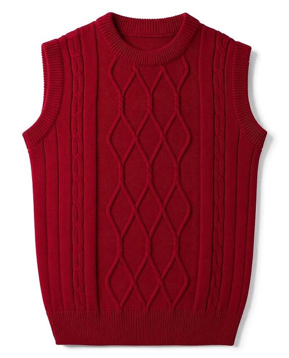 Pine Kids Cable Knit Sleeveless  Pullover - Red