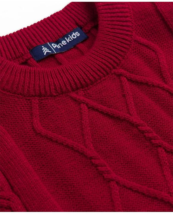 Pine Kids Cable Knit Sleeveless  Pullover - Red