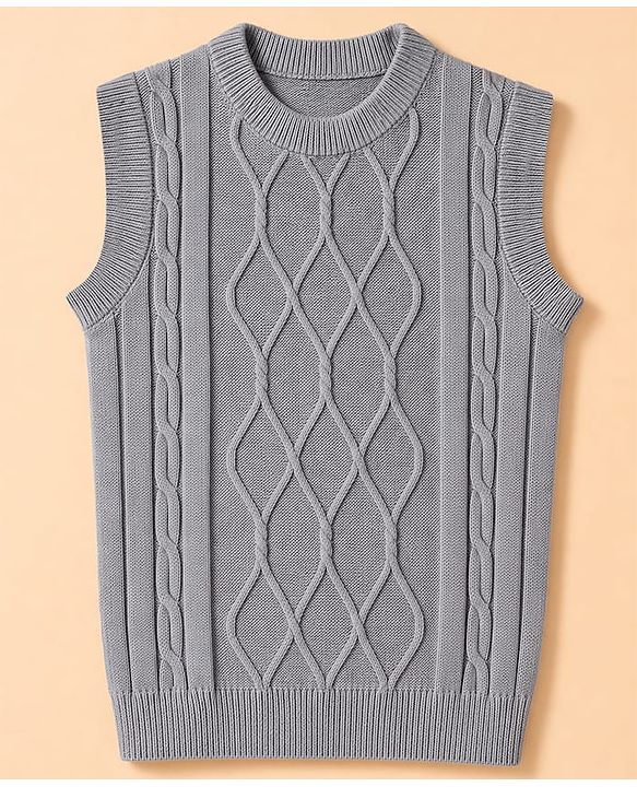 Pine Kids Cable Knit Sleeveless Pullover - Grey