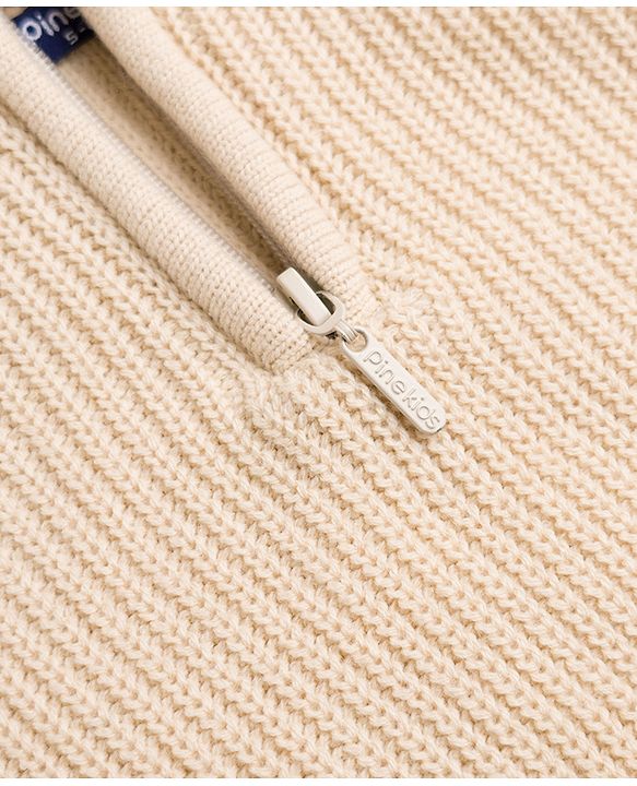 Pine Kids Knit Full Sleeves Solid Colour High Neck Pullover- Beige