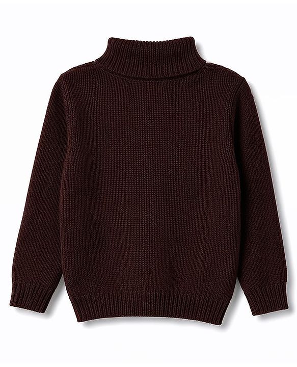 Pine Kids Knit Full Sleeves Solid Colour Pullover - Brown